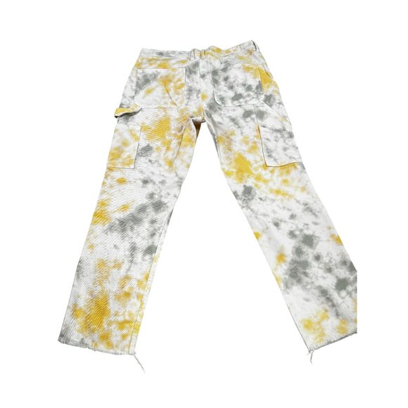 PacSun Carpenter Tie-Dye Pants Yellow & Gray Size 32 Mens Casual Style - Picture 2 of 11
